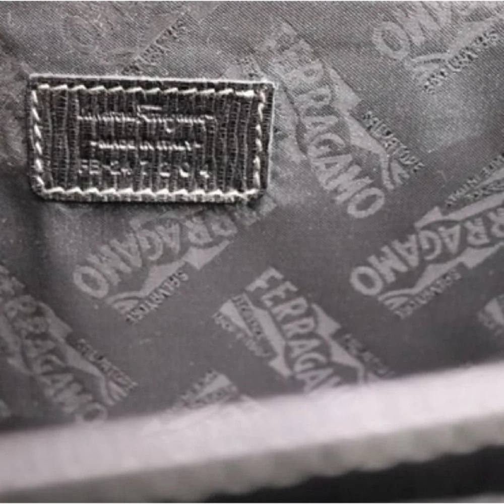 Salvatore Ferragamo black pebble calf Leather Briefcase